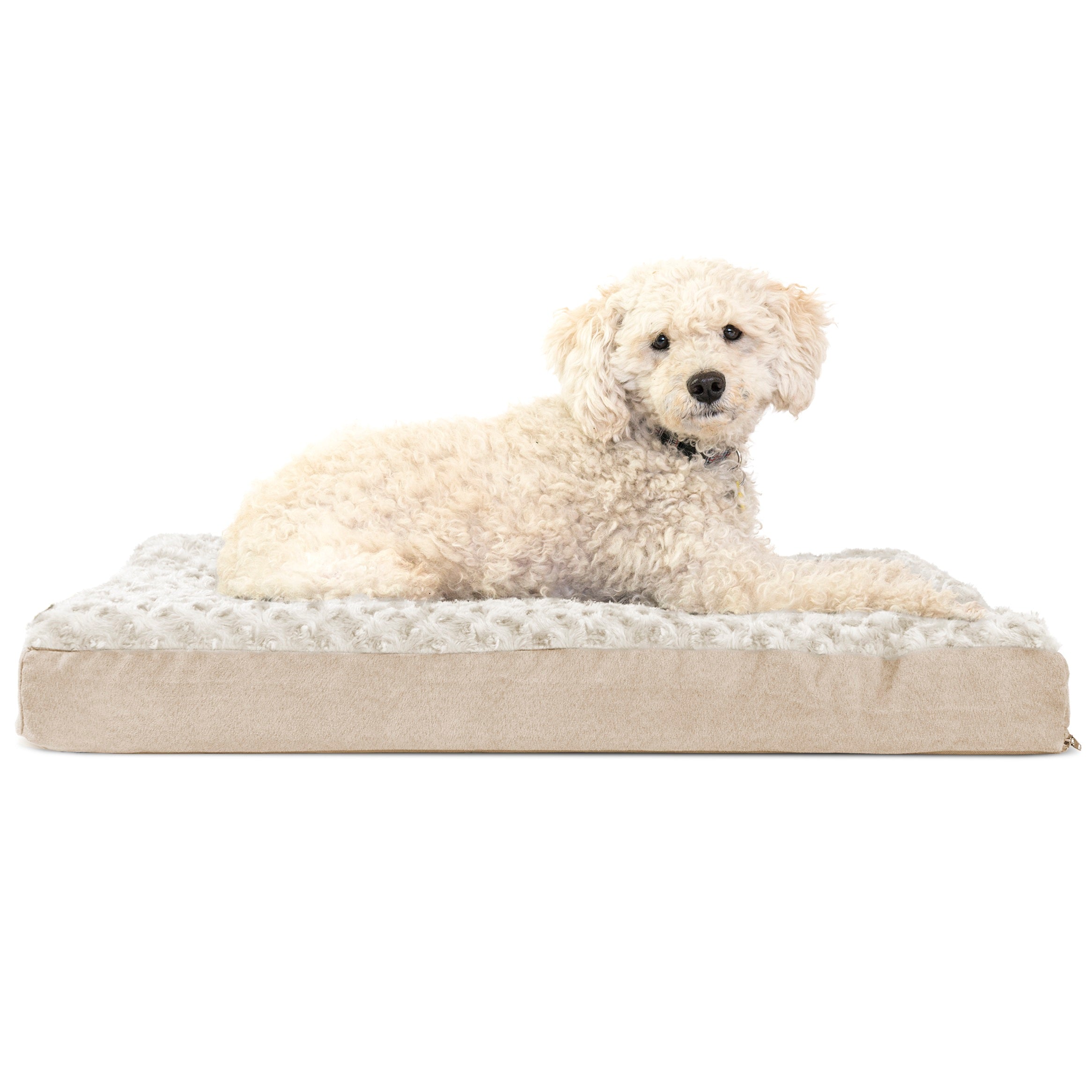 FurHaven Pet Products | Deluxe Orthopedic Ultra Plush Mattress Pet Bed for Dogs and Cats， Cream， Medium