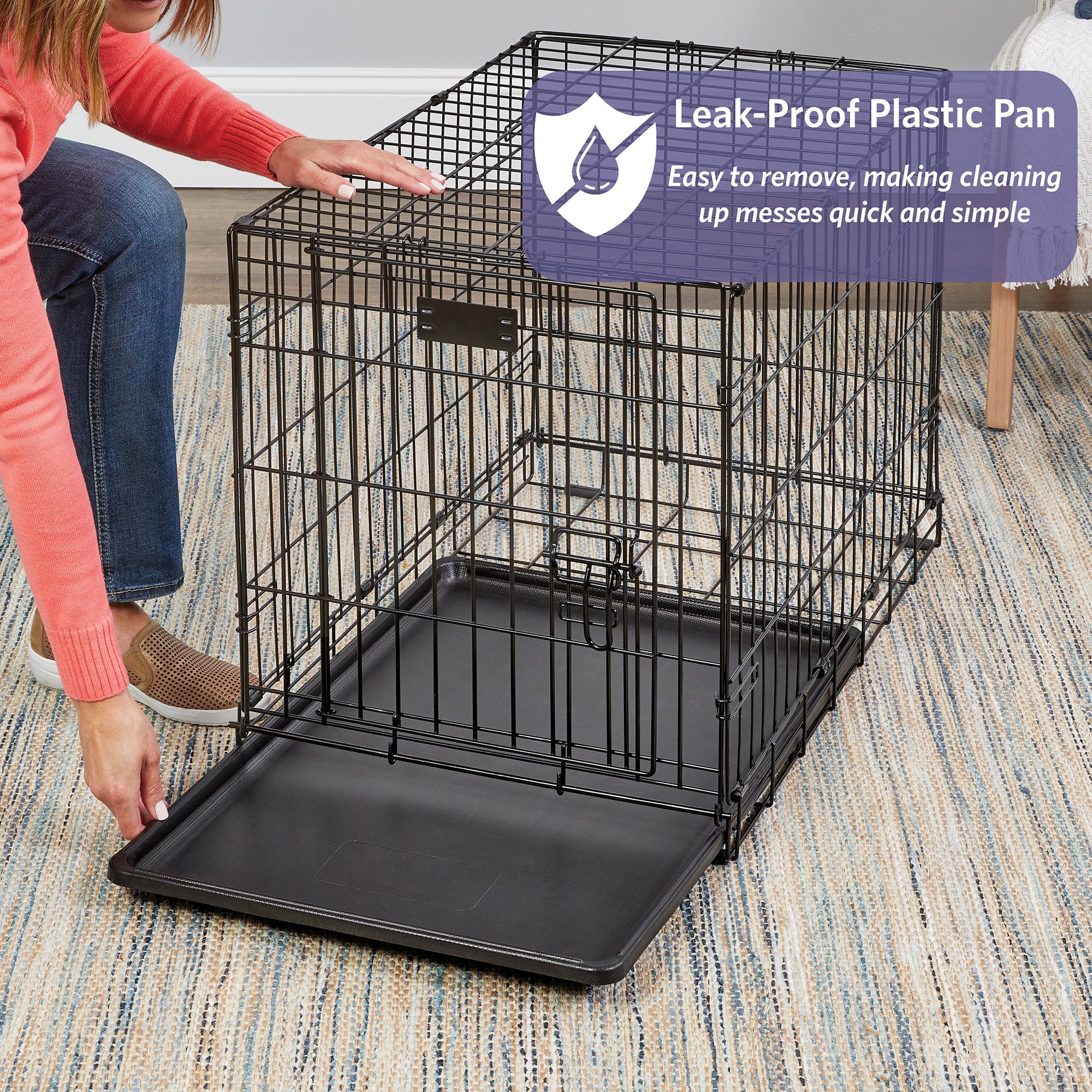 Large Dog Crate | MidWest iCrate Folding Metal Dog Crate | Divider Panel， Floor Protecting Feet， Leak-Proof Dog Pan | 42L x 28W x 31H Inches， Large Dog