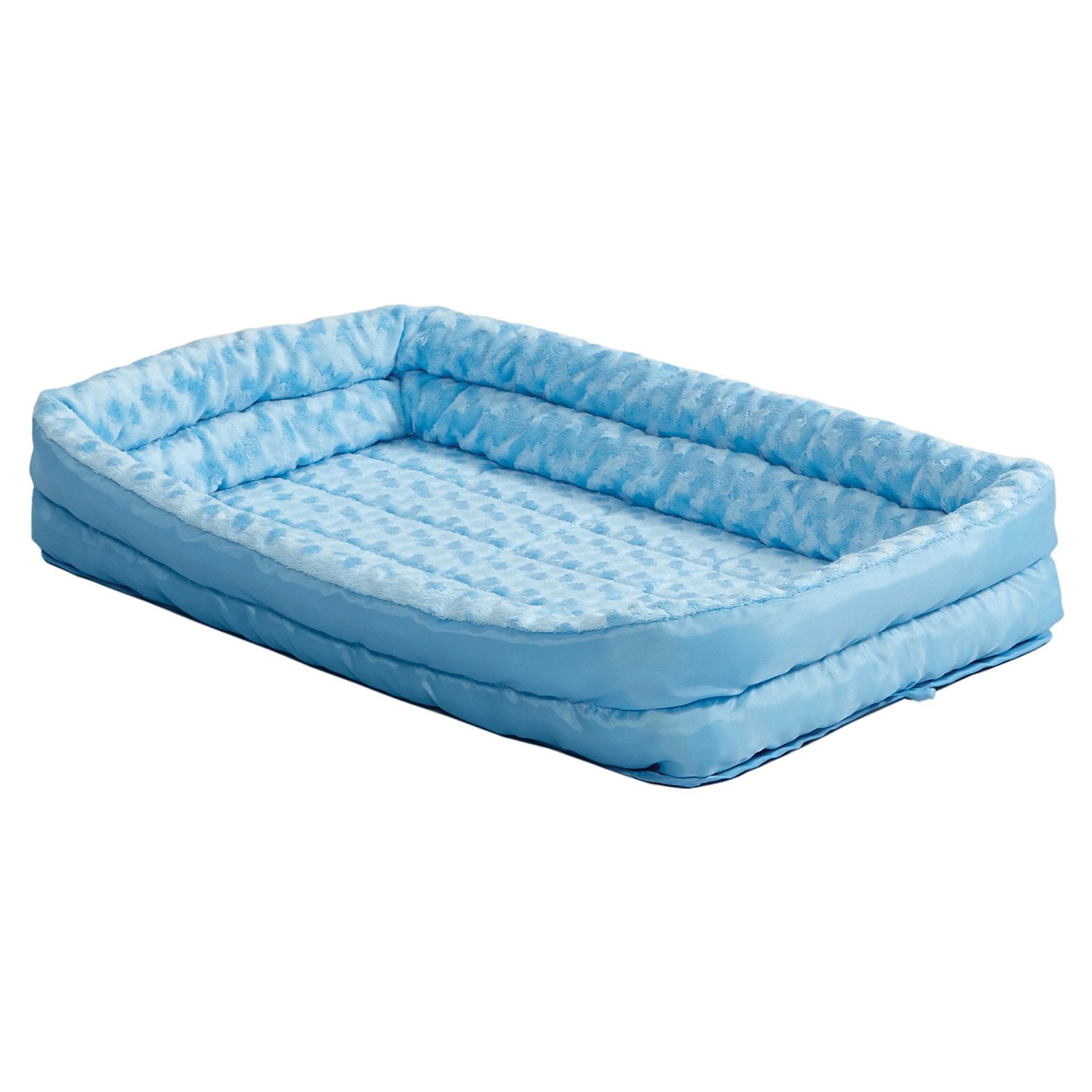 QuietTime Double Bolster Dog Bed and Crate Mat， Blue， 30