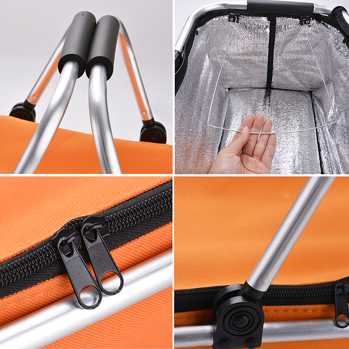 Picnic Cooler Bags Insulated， Folding Collapsible Picnic Grocery Tote Bag Large Big Travel Lunch Bag Market Basket for Women with Zipper and Double Handle