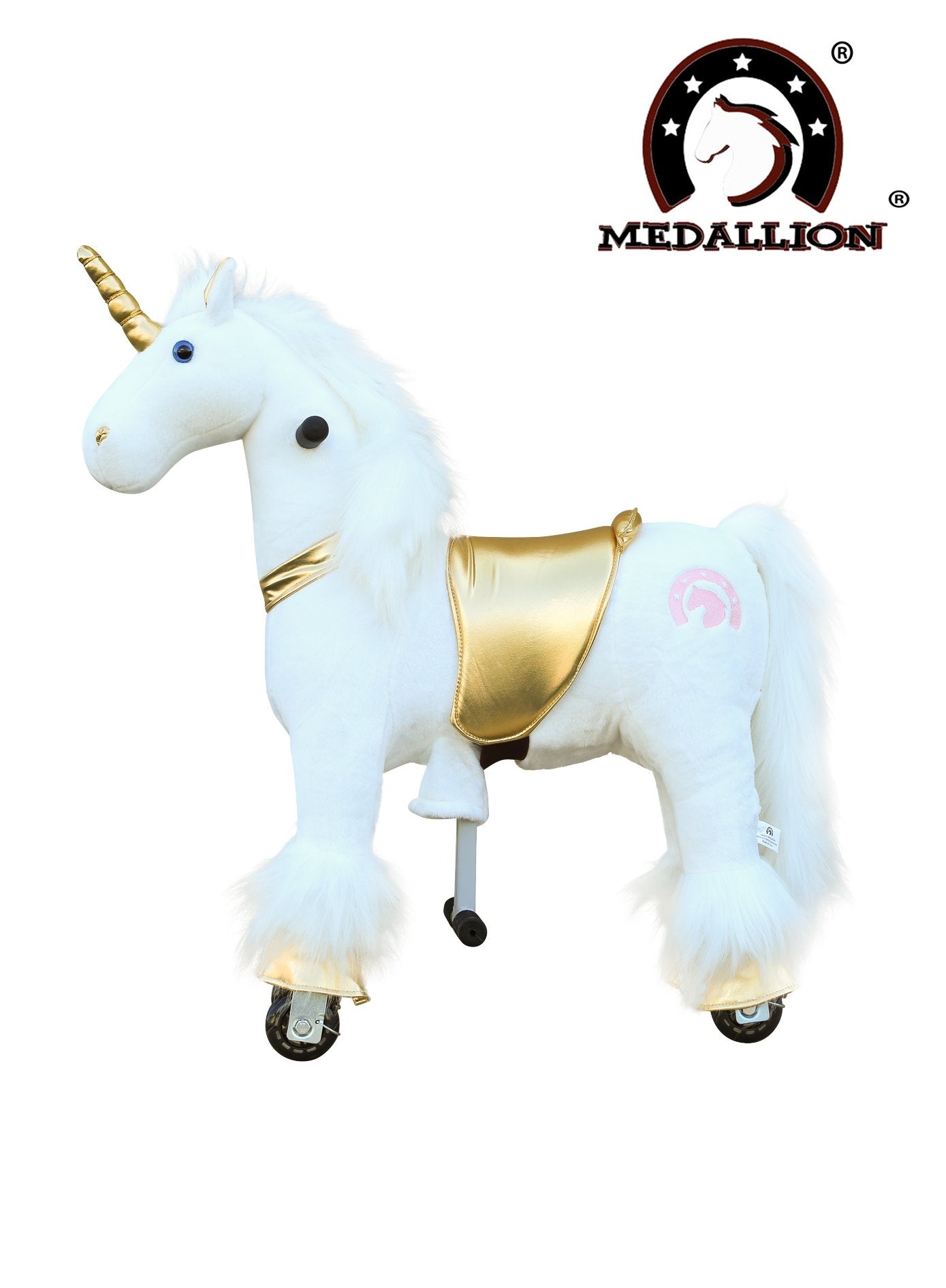 Medallion Ride On Toy Horse GOLDEN UNICORN - Small Size