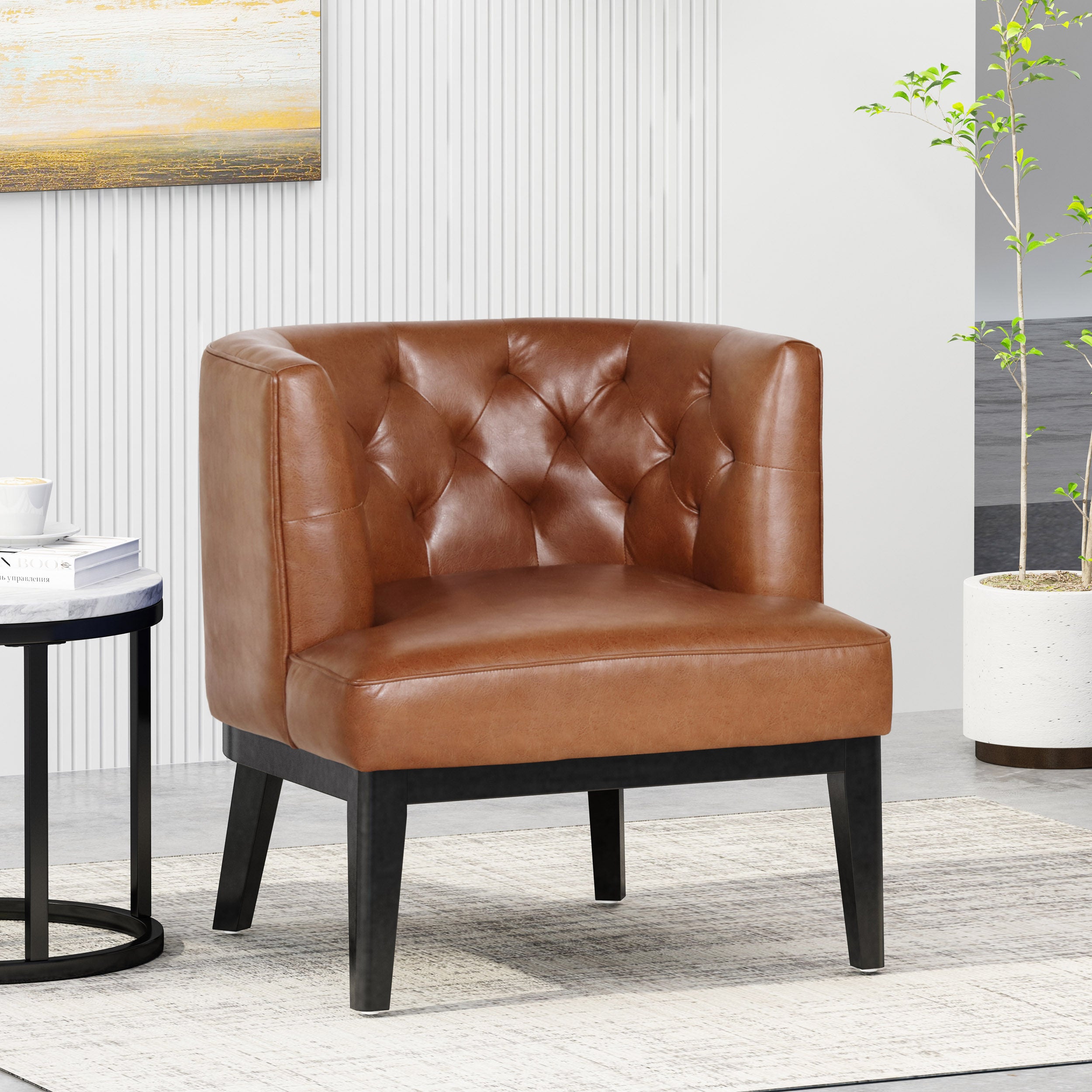 Evans Contemporary Fabric Tufted Accent Chair