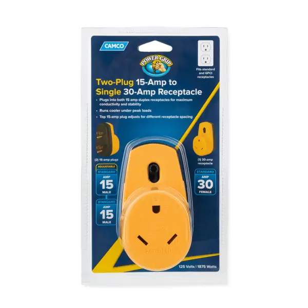Camco 2-Plug 15-Amp to Single 30-Amp Receptacle