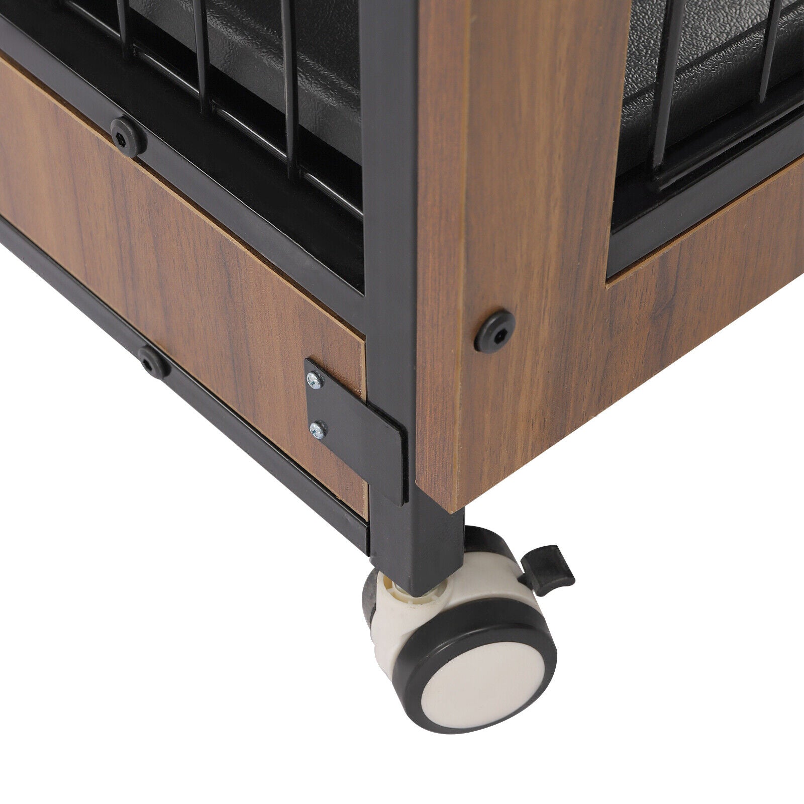 Miumaeov Heavy Duty Dog Crate Furniture Hard-Sided Furniture Style Cage Dog Crates for Large Dogs with Lockable Caster Wheels and Removable Tray Indoor Dog Kennel 38.6 x 25.2 x 30.1in