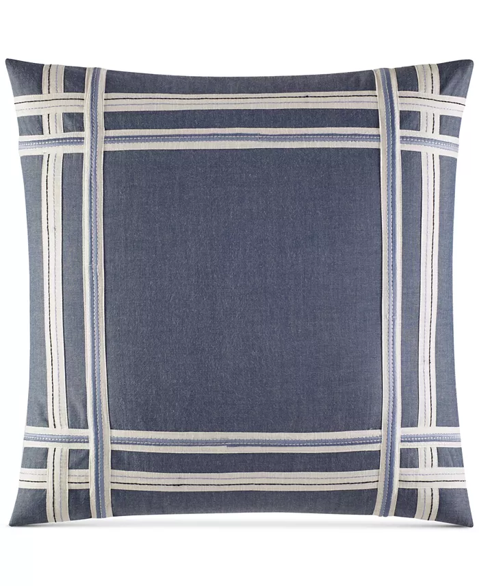Nautica Fairwater Yarn Dye Cotton Square Decorative Pillow， 18