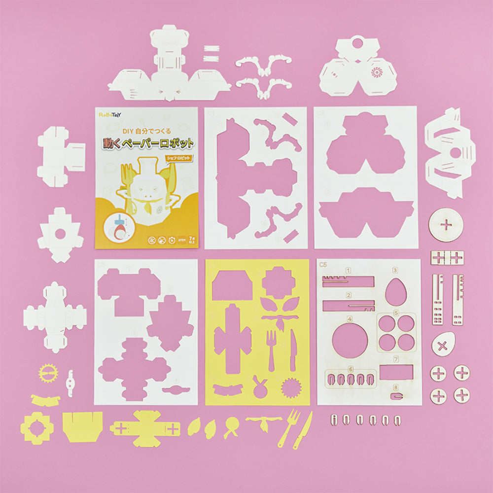 ROBOTRY Moving Paper Robots Making Kit， Chefu | CamandFollower - Learn Very Basic 5 Robot Mechanisms