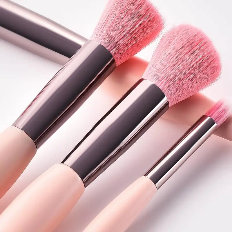 Custom Logo Pink Makeup Brushes Rose Gold Ferrule Brush Makeup Kit