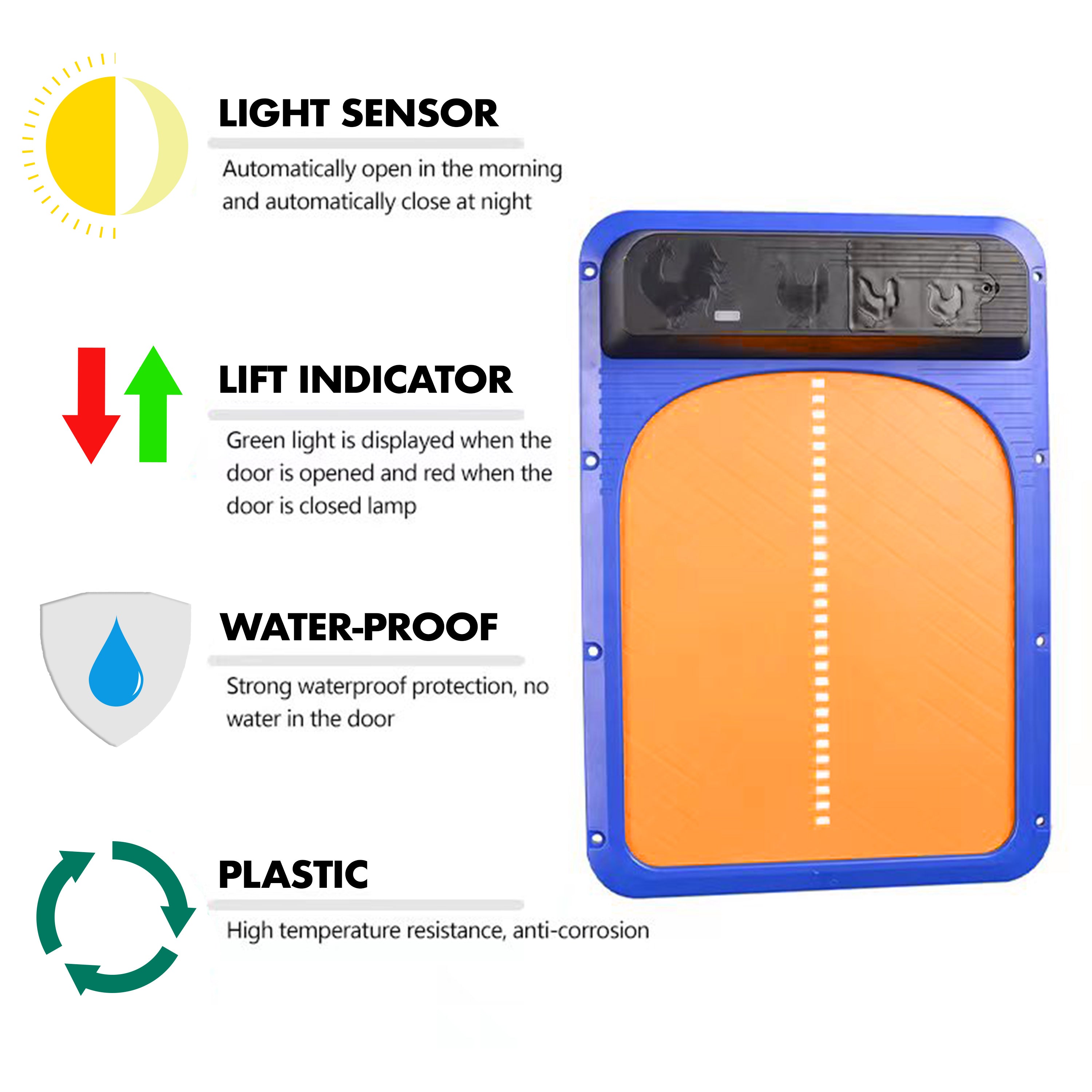 ALEKO Automatic Chicken Coop House Door Opener Light Sensor Battery Operated