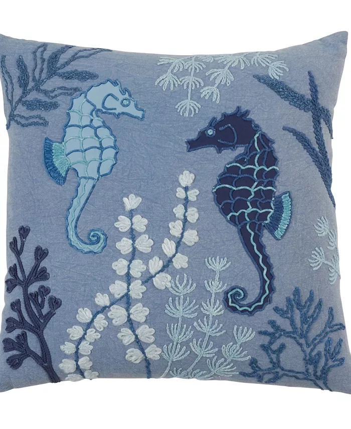 Saro Lifestyle Seahorse Stonewashed Decorative Pillow， 20