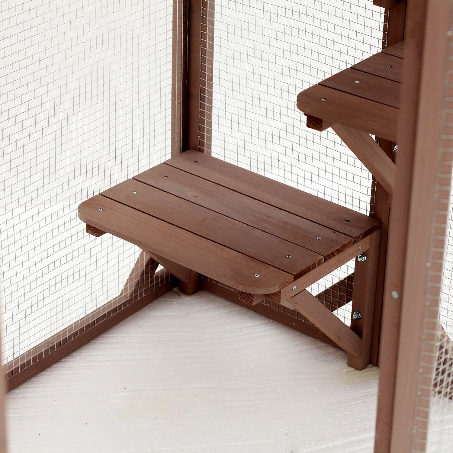 Pawhut Wooden Cat Enclosure Catio Cage With 3 Platforms， 71