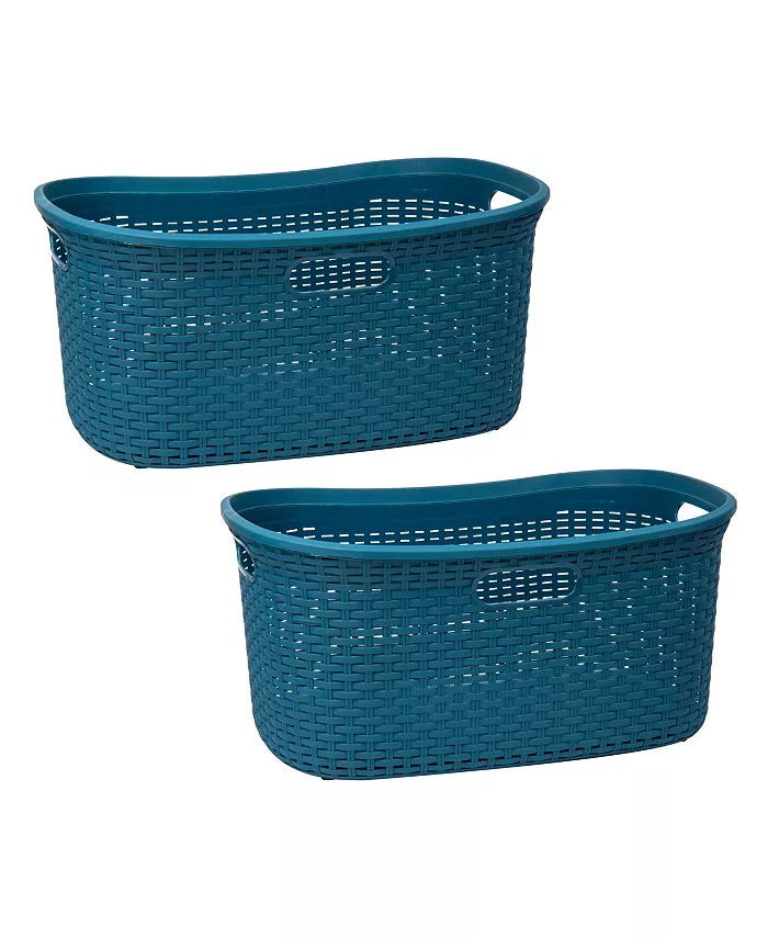 Mind Reader Basket Collection Laundry Basket， Cut Out Handles， Ventilated， Set of 2