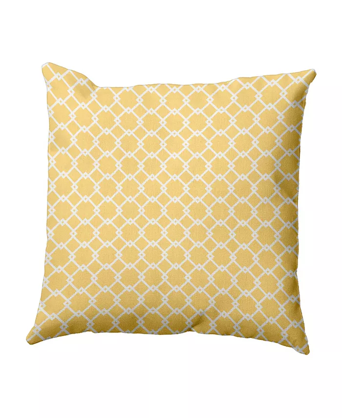 E by Design 16 Inch Yellow Decorative Diamond Print Throw Pillow