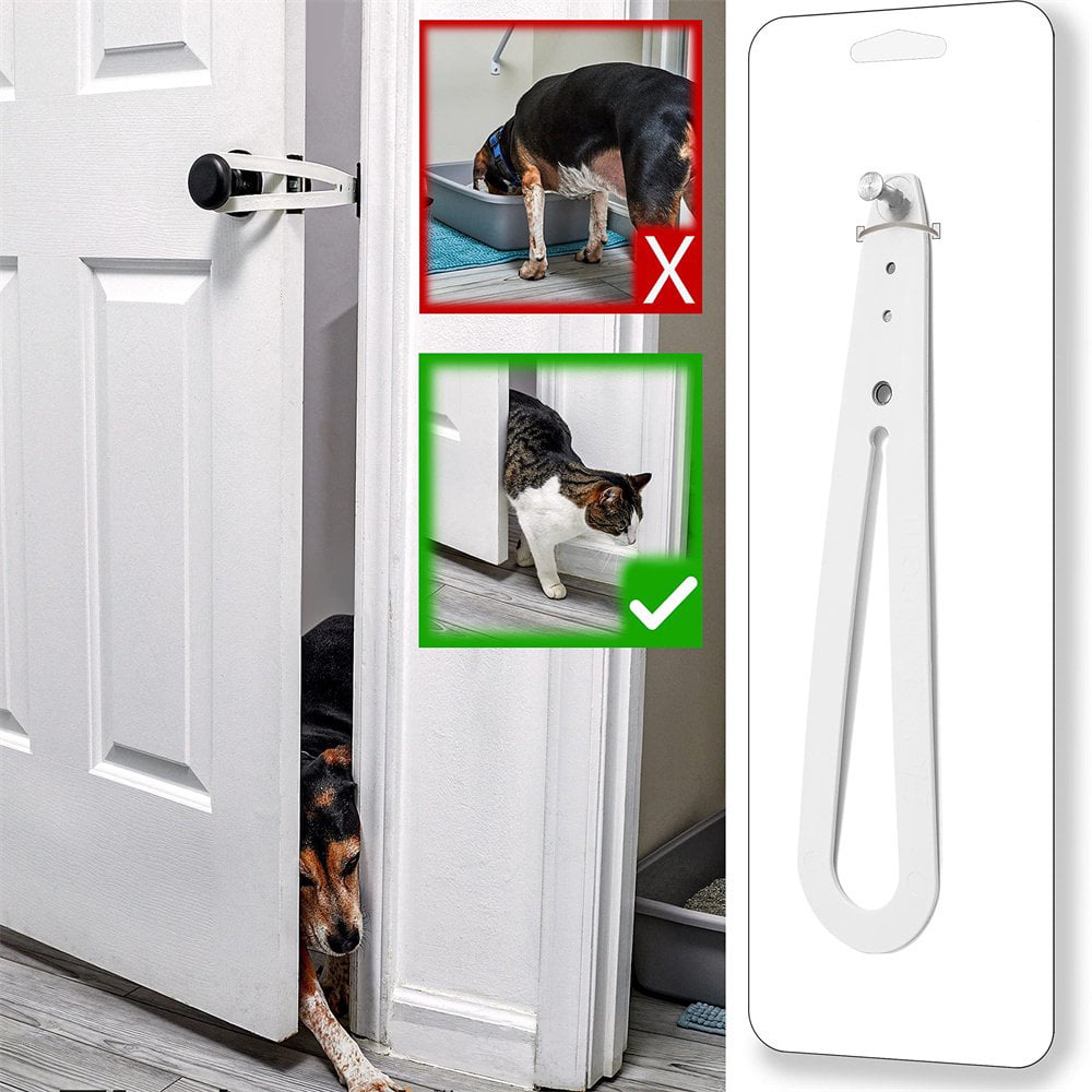 Cat Door Holder Latch - White Cat Door Alternative Installs Fast Flex Latch Strap Let Cats in and Keeps Dogs Out of Litter andFood