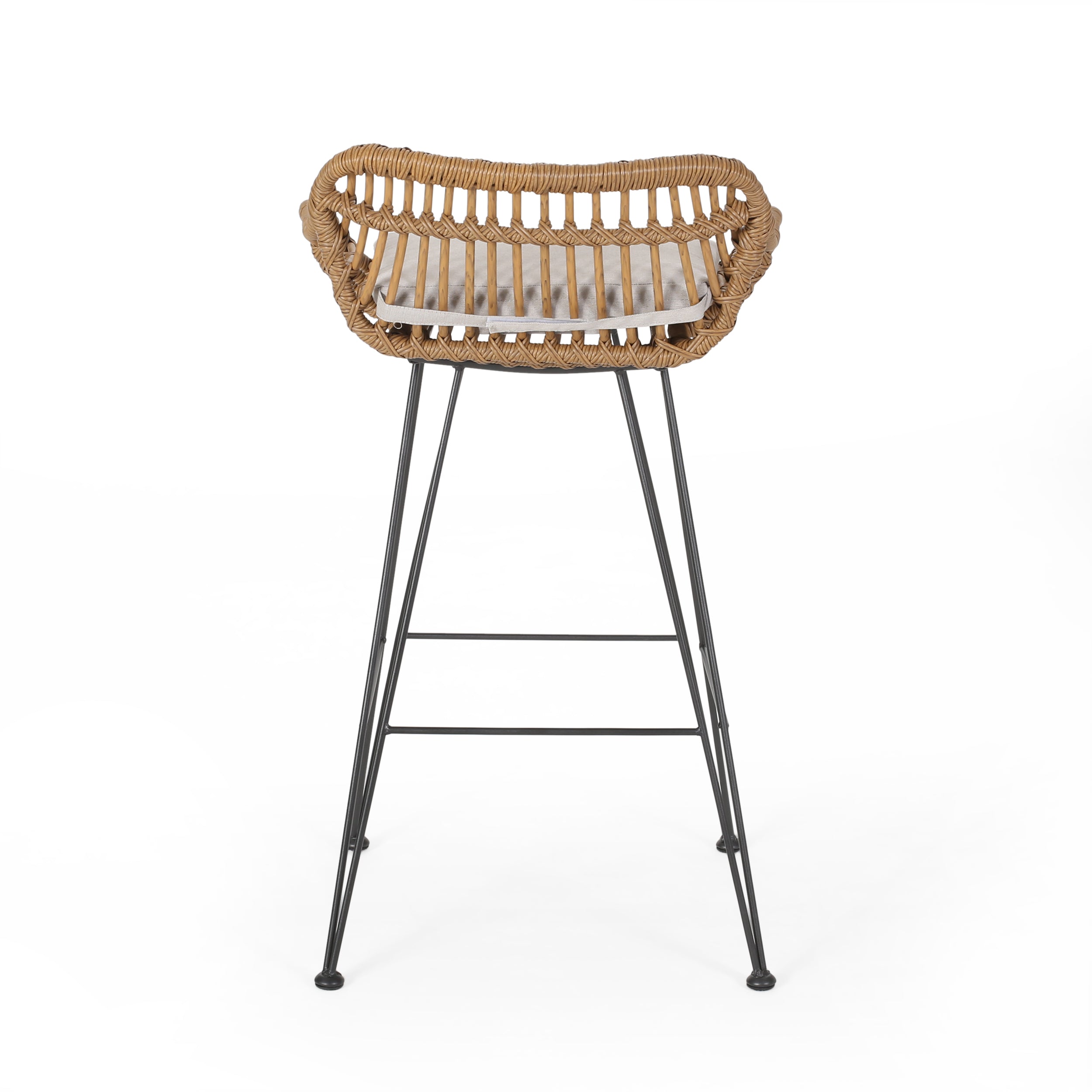 Lisa Outdoor Wicker Barstools with Cushions (Set of 2)