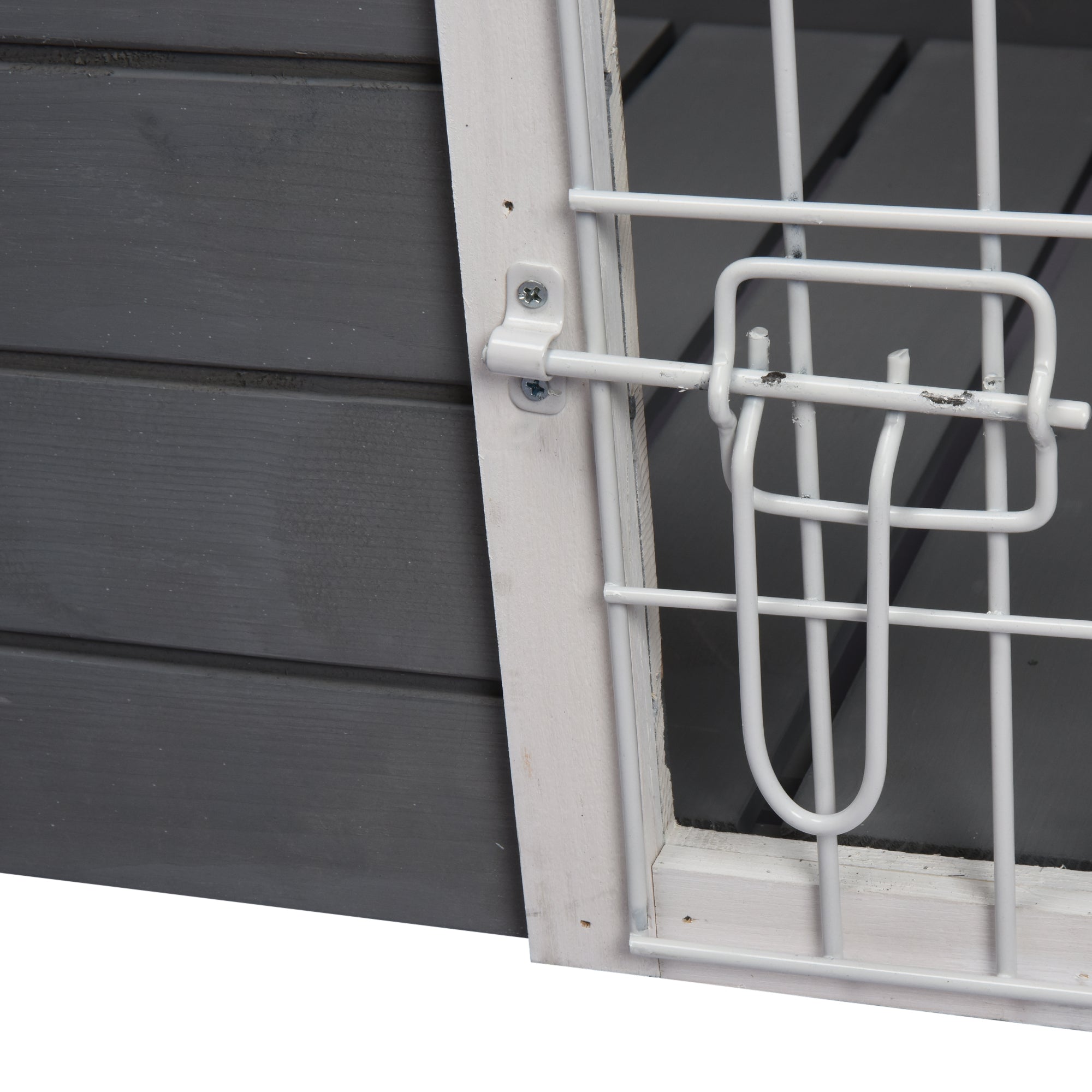 Pawhut 21'' Wooden Decorative Dog Cage Kennel Wire Door with Lock Small Animal House with Openable Top Removable Bottom Gray