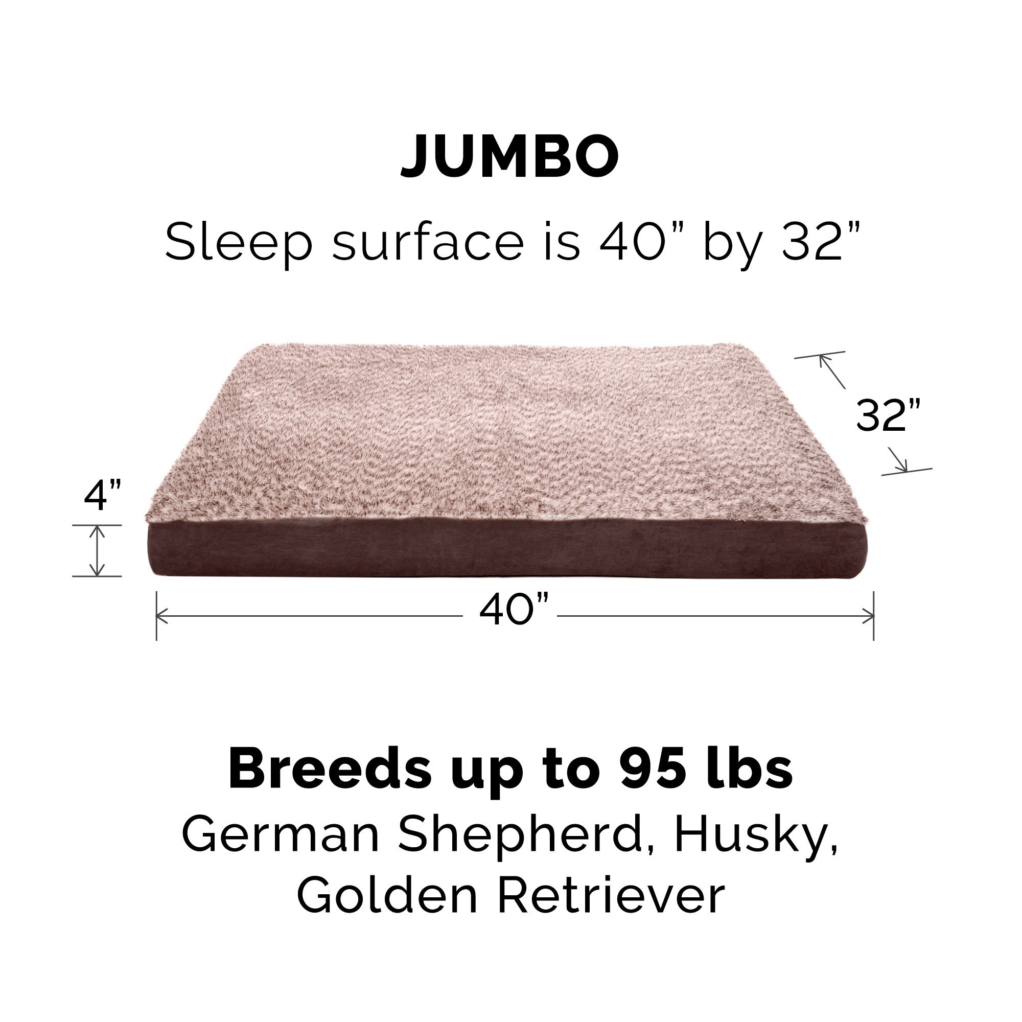 FurHaven Pet Products | Deluxe Two-Tone Faux Fur and Suede Orthopedic Pet Bed for Dogs and Cats， Espresso， Jumbo