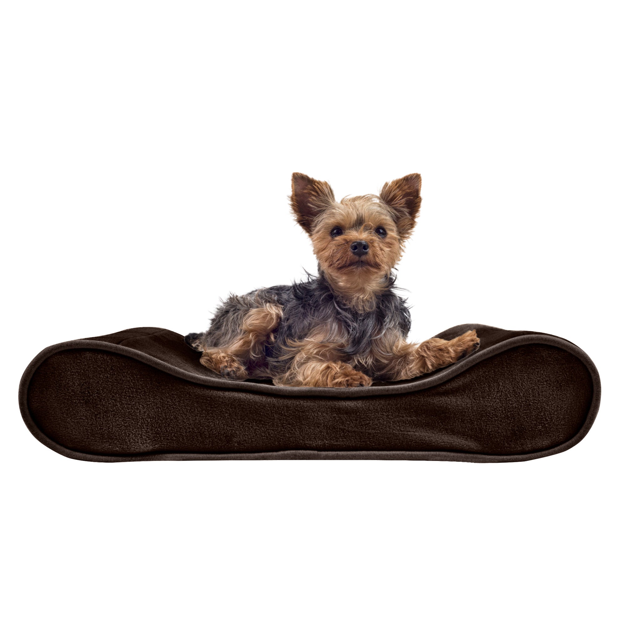 FurHaven Pet Dog Bed | Orthopedic Microvelvet Luxe Lounger Pet Bed for Dogs and Cats， Espresso， Small