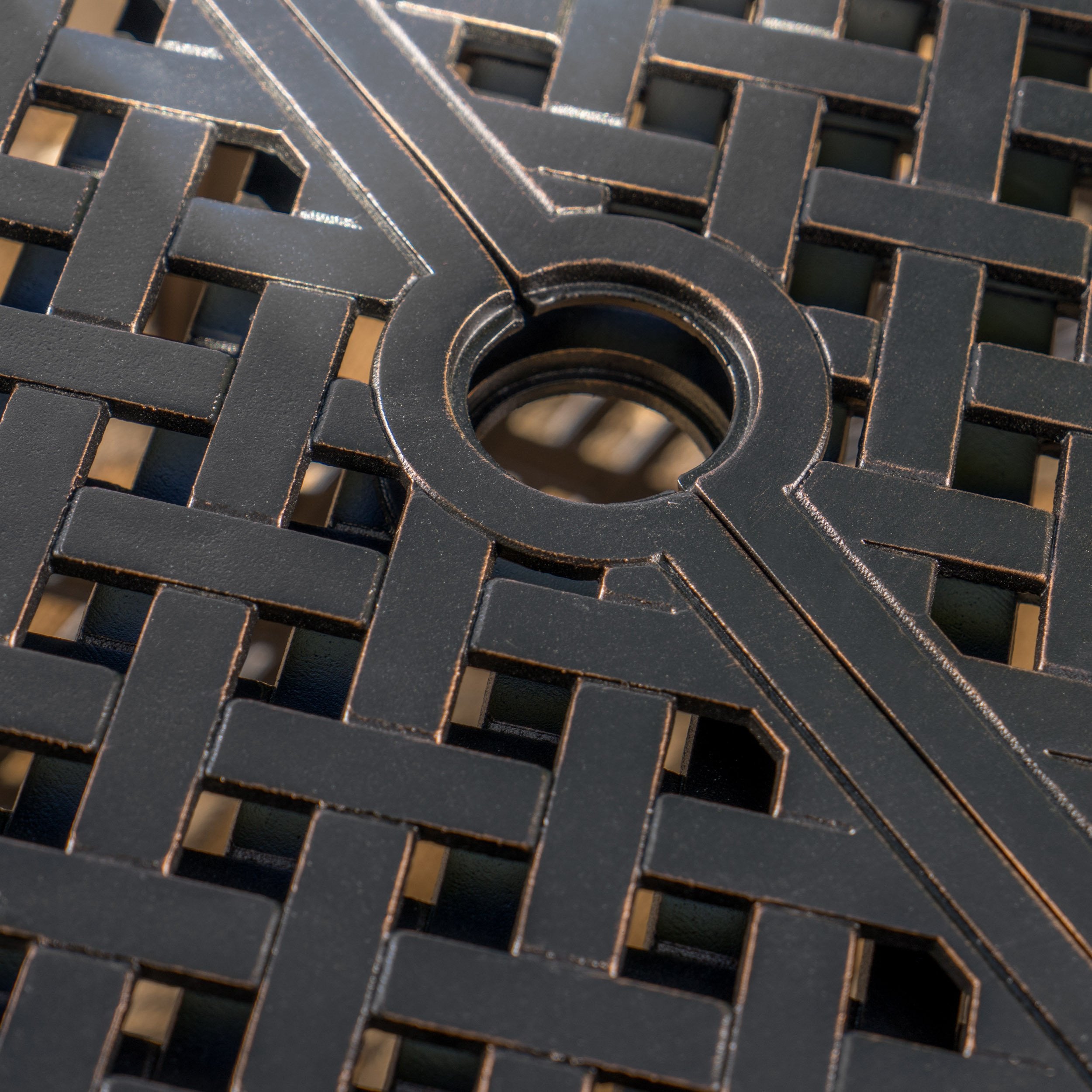 Ariel Outdoor 9 Piece Patina Copper Finish Cast Aluminum Dining Set