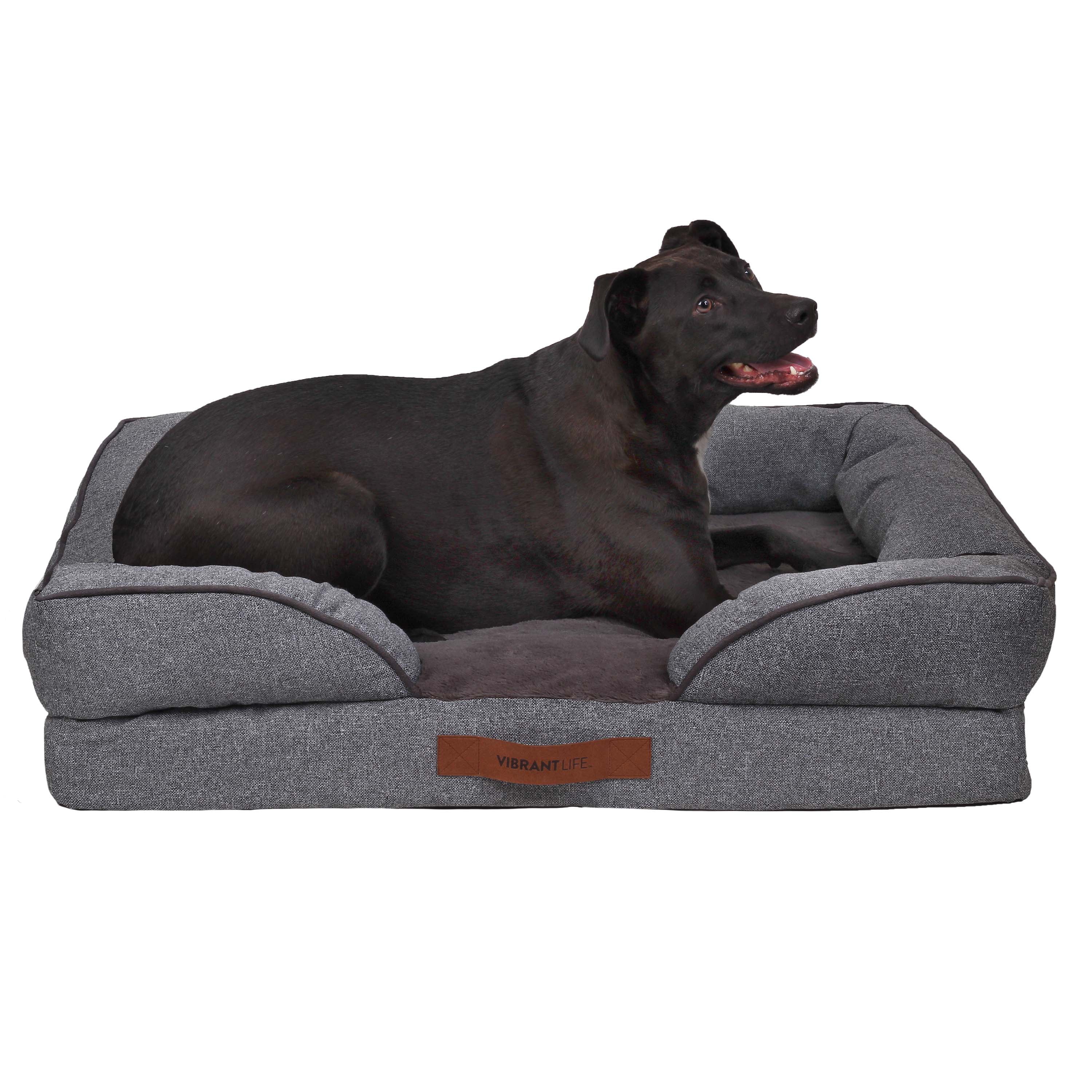 Vibrant Life Large Cozy Orthopedic Sofa-Style Dog and Cat Bed， Gray