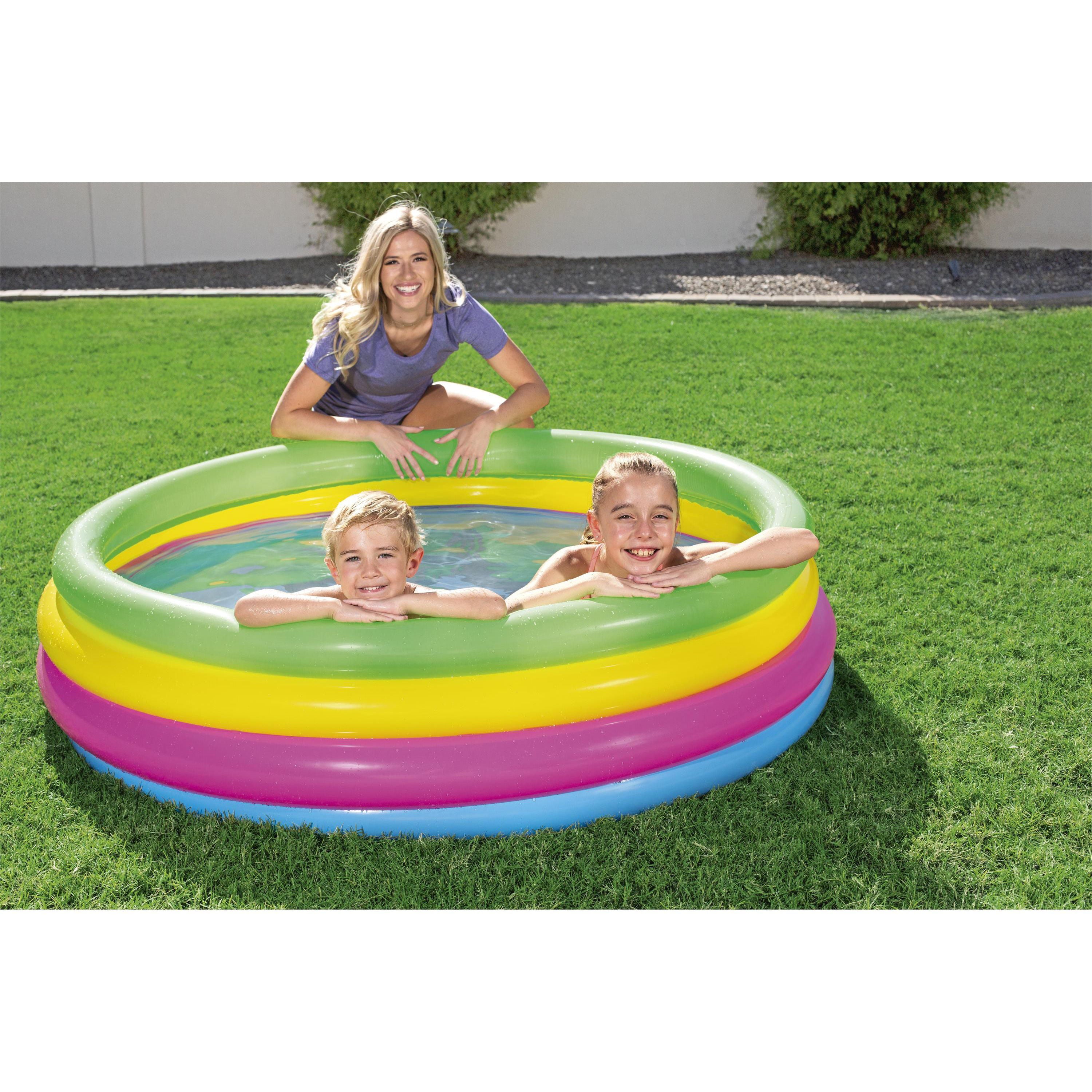 H2OGO! Inflatable Rainbow Play Kids Swimming Pool， Round， Inflatable and Kiddie Pools