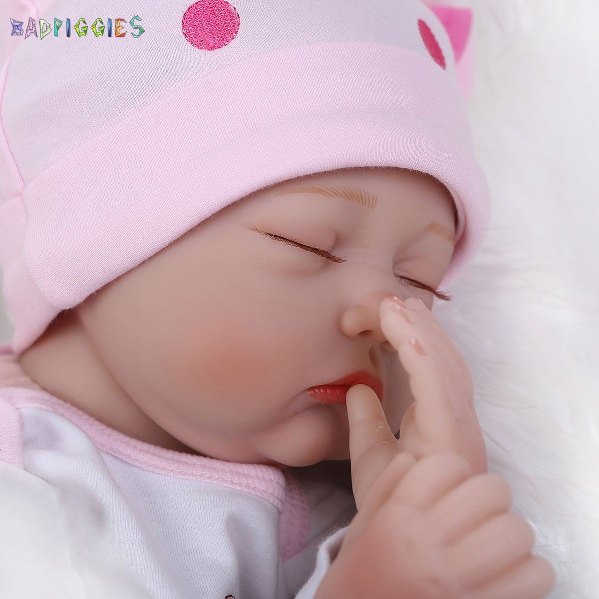 BadPiggies 22" Lifelike Realistic Reborn Sleeping Baby Doll with Clothes Handmade Silicone Vinyl Toy Xmas Gift for Girls Age 3+