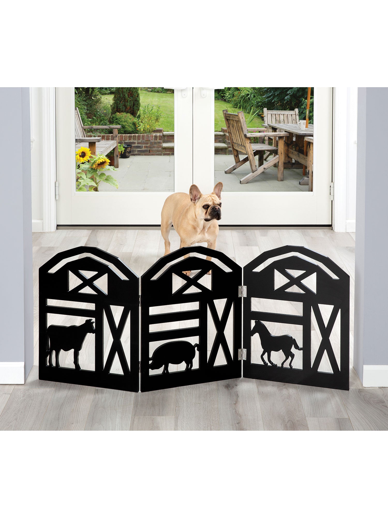 3 Panel Pet Gate Trifold Barnyard Animals Dog Gate - 48