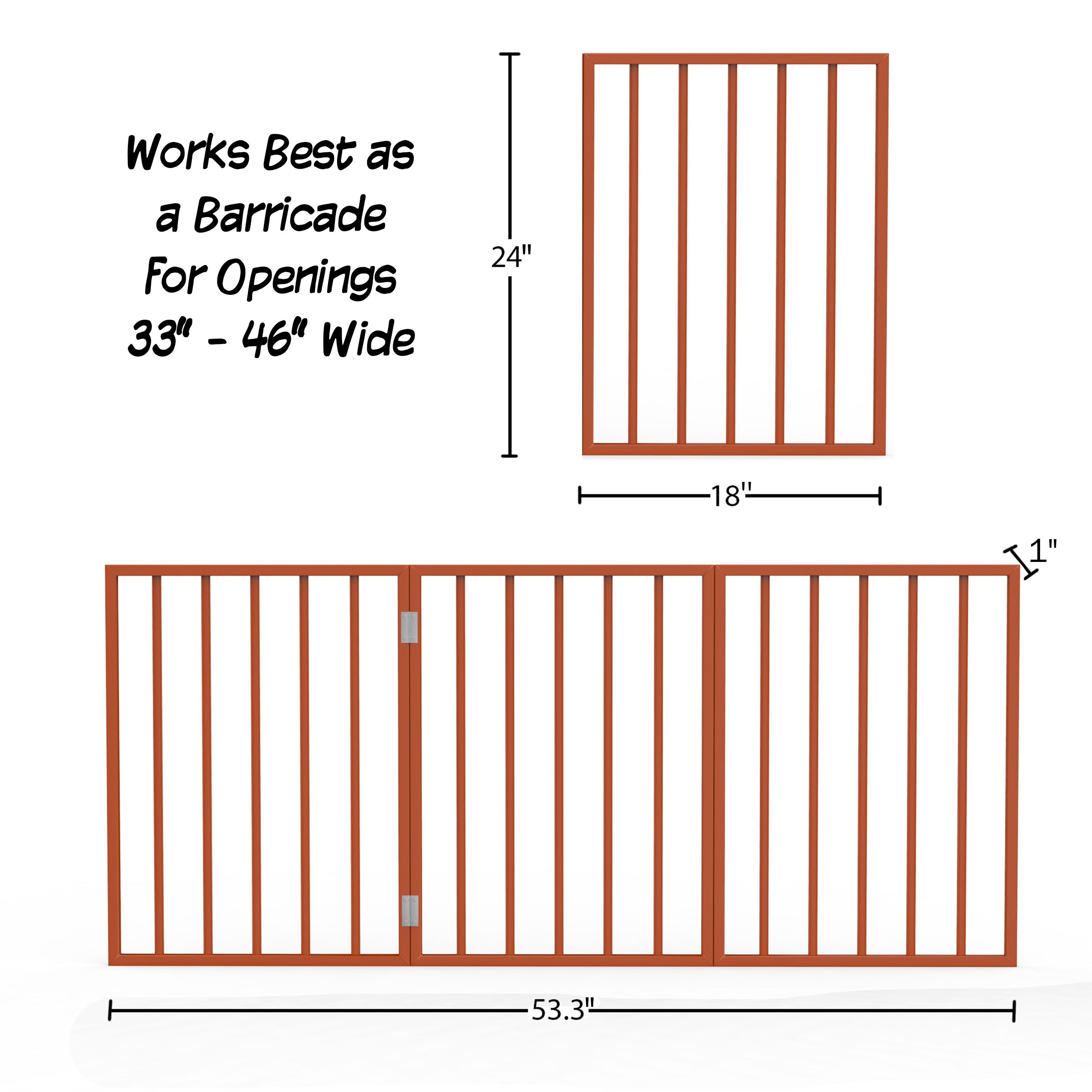 Indoor Pet Gate - 3-Panel Retractable Dog Gate for Stairs or Doorways - 24-Inch Freestanding Folding Pet Fence for Cats and Dogs by PETMAKER (Mahogany)