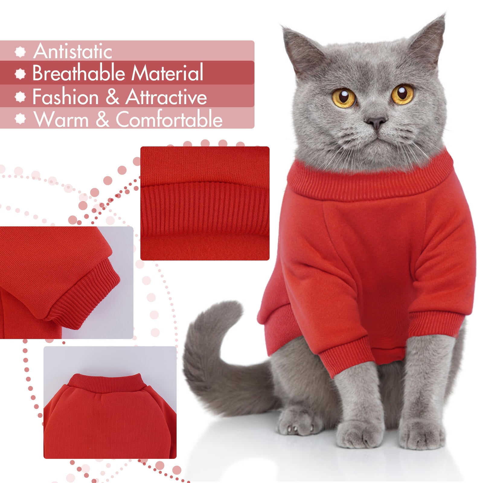 ROZKITCH Basic Dog Cat Hoodie Dog Winter Coat， Cold Weather Clothes Soft Warm Dog Sweater Basic Pet Clothes Hoodies for Small Medium Large Dogs