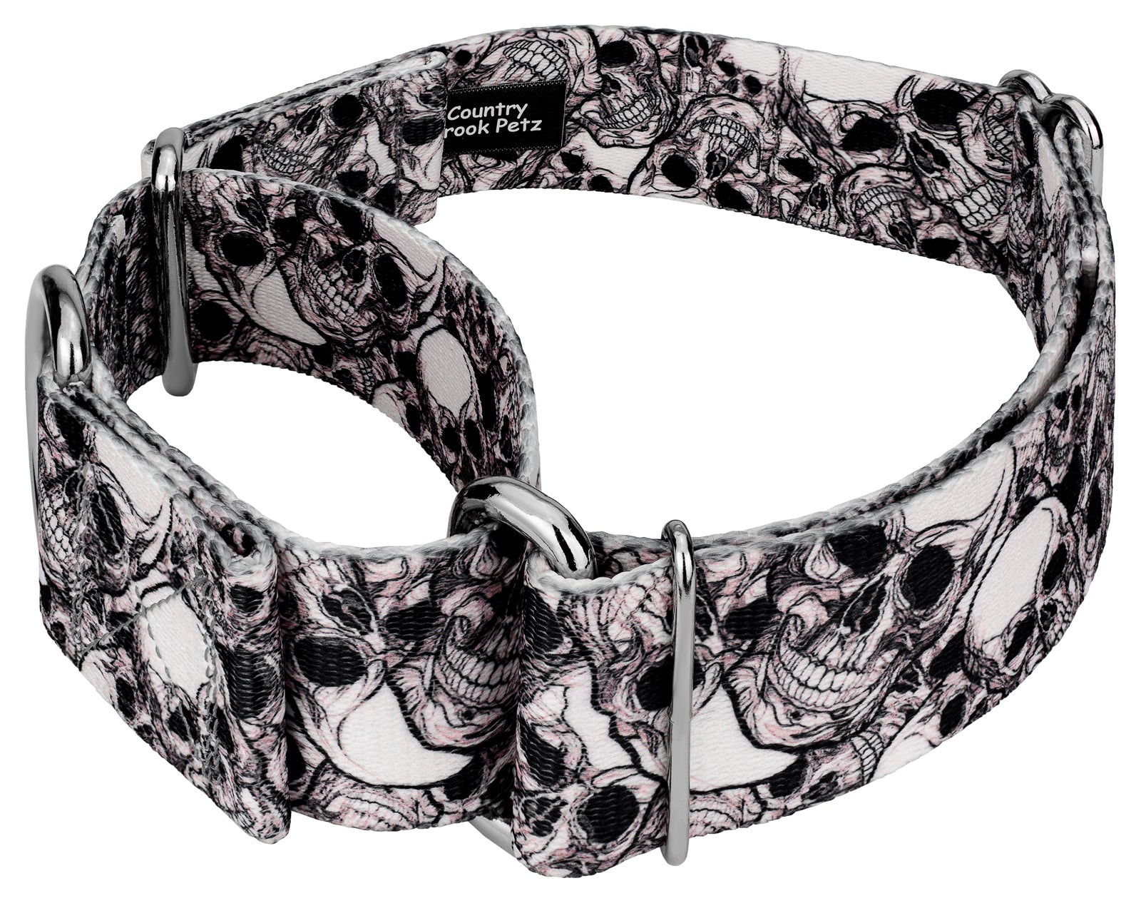Country Brook Petz® 1 1/2 inch Phantom Skulls Martingale Dog Collar， Extra Large