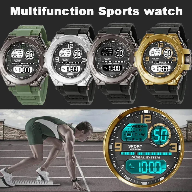 LIUYANGTIAN Men's Sports Watch Waterproof Luminous Alarm Clock Men LED Digital Watch Large dial Electronic Wristwatch for Man