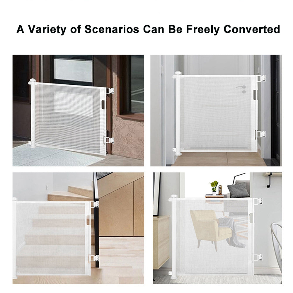 Extendable Baby Gate Indoor Mesh Safety Gate for Stairs Doorways Hallways Magic Gate for Baby and Pet ，59×34 in，59×34 in，White