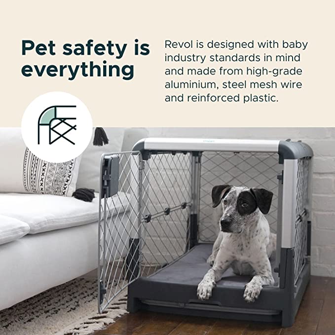Diggs Revol Small Dog Crate - Portable Travel Dog Crate with Collapsible Kennel Walls