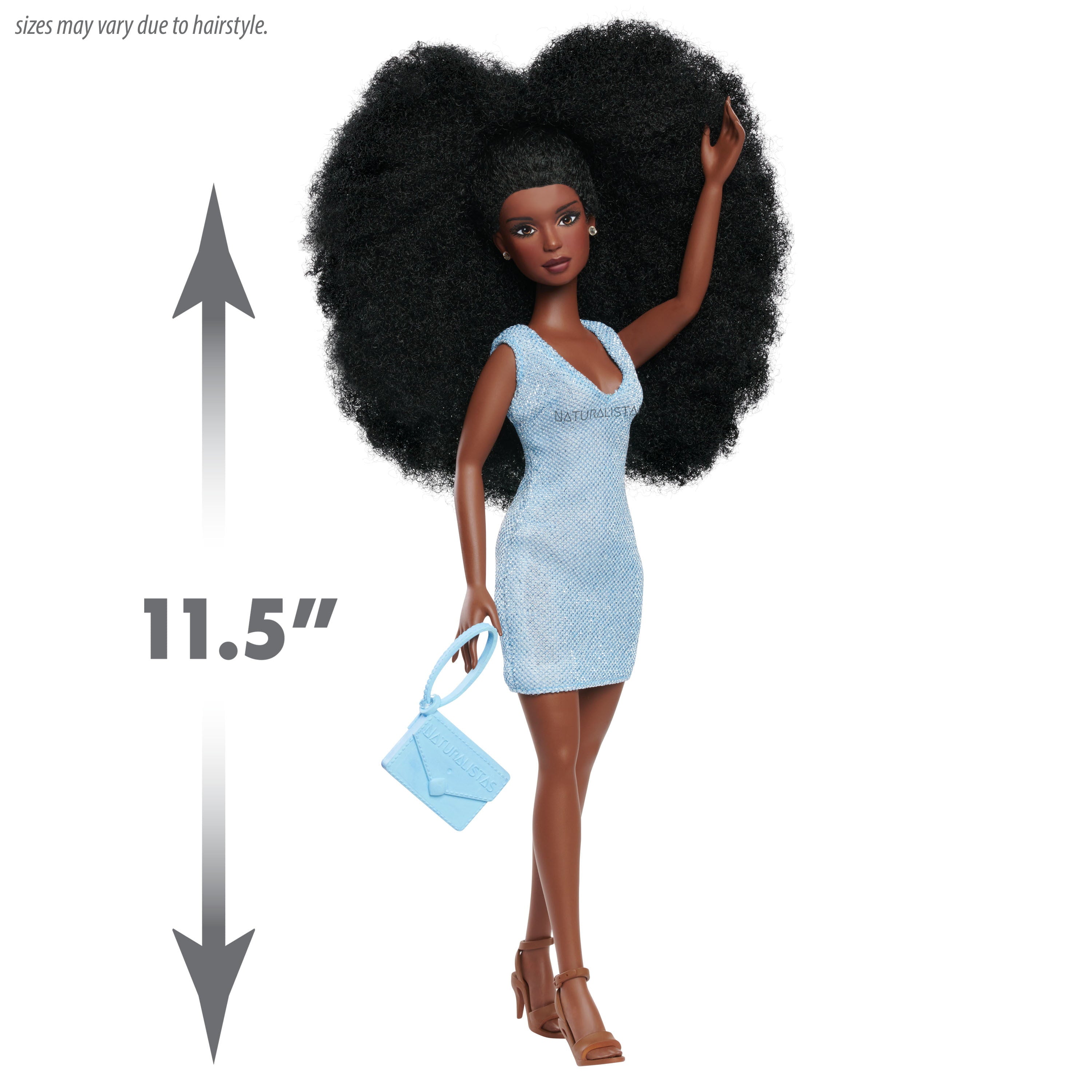 Naturalistas 11-inch Liya Fashion Doll and Accessories with 4C Textured Hair and Deep Brown Skin Tone