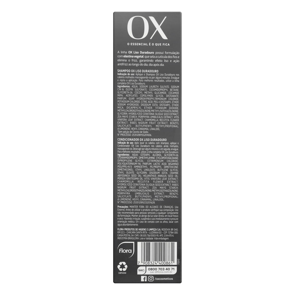 Kit de Shampoo e Condicionador Ox Cosmeticos Liso Duradouro