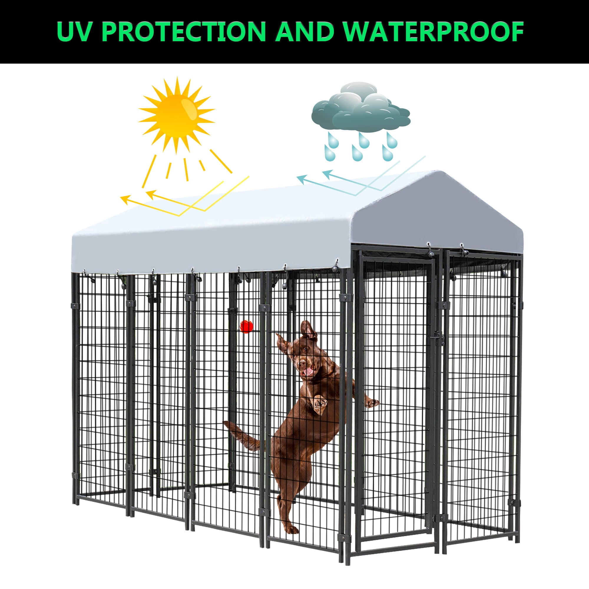 Coziwow Large Outdoor Dog Kennel Pets Heavy Duty Dog Cage Pet Playpen With Waterproof Cover