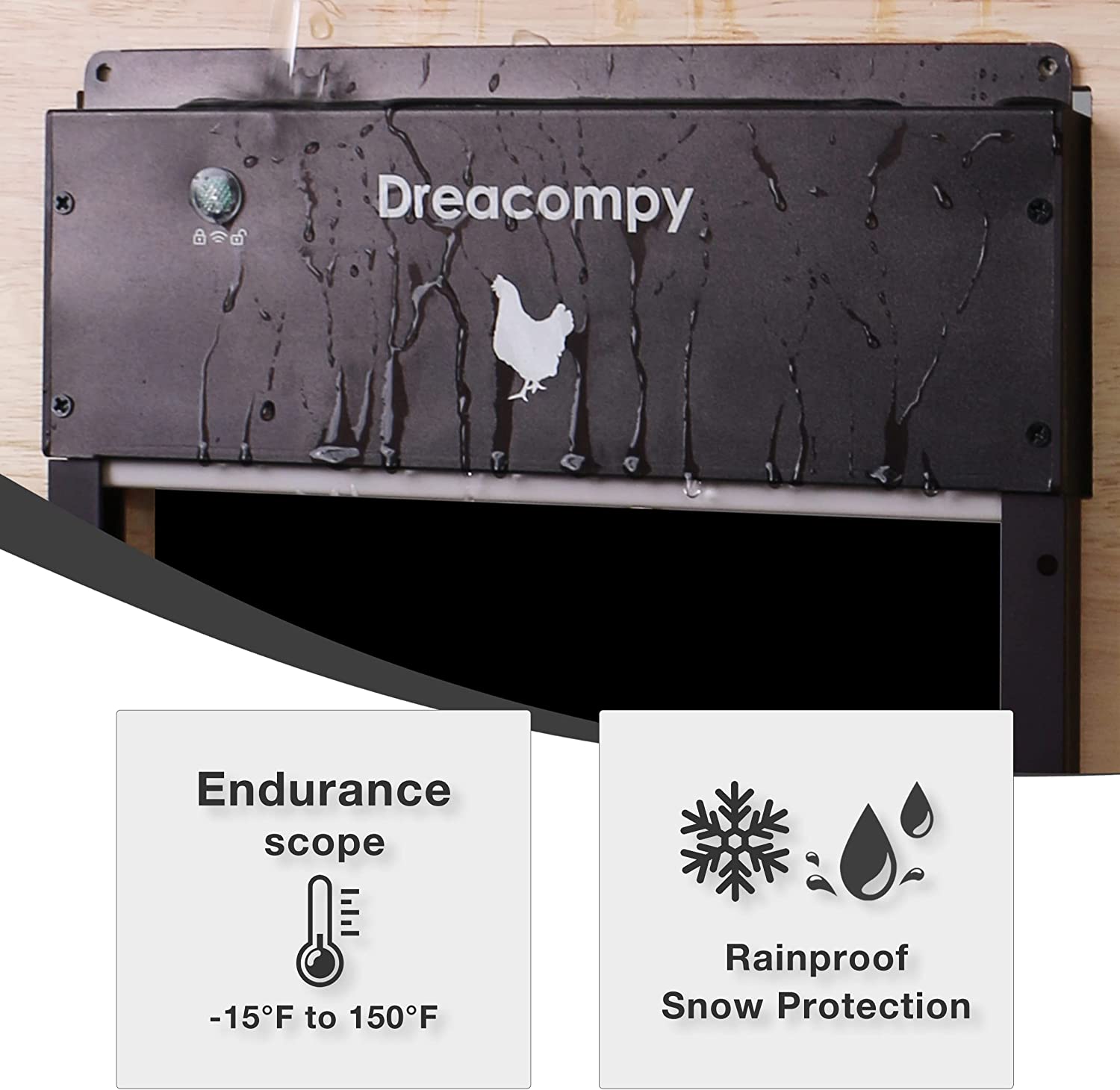 Dreacompy Automatic Chicken Coop Door Solar Powered All Aluminum Alloy Roller Blind Design Anti-Pinch Program Manual Switch Light Sensor， D50 Brown