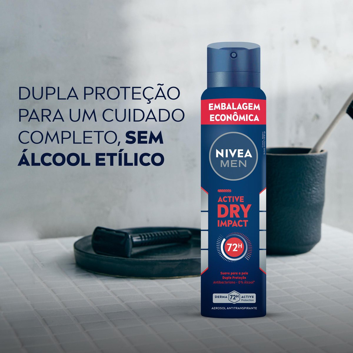 Desodorante Antitranspirante Aerossol NIVEA MEN Active Dry Impact 200ml