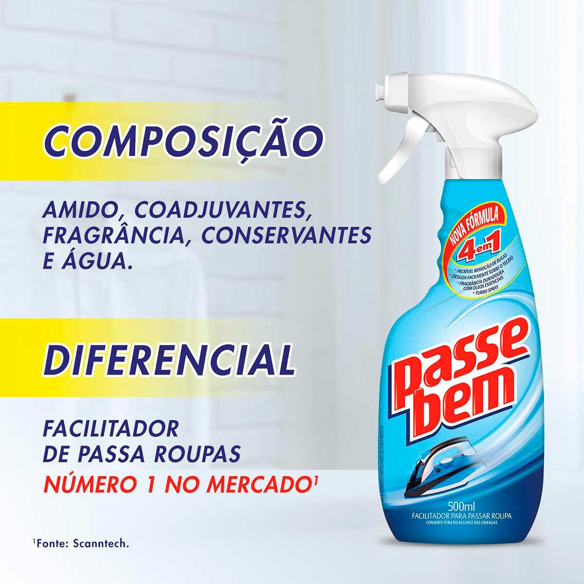 Facilitador Spray de Passar Roupas Passe Bem 4 em 1 500ml