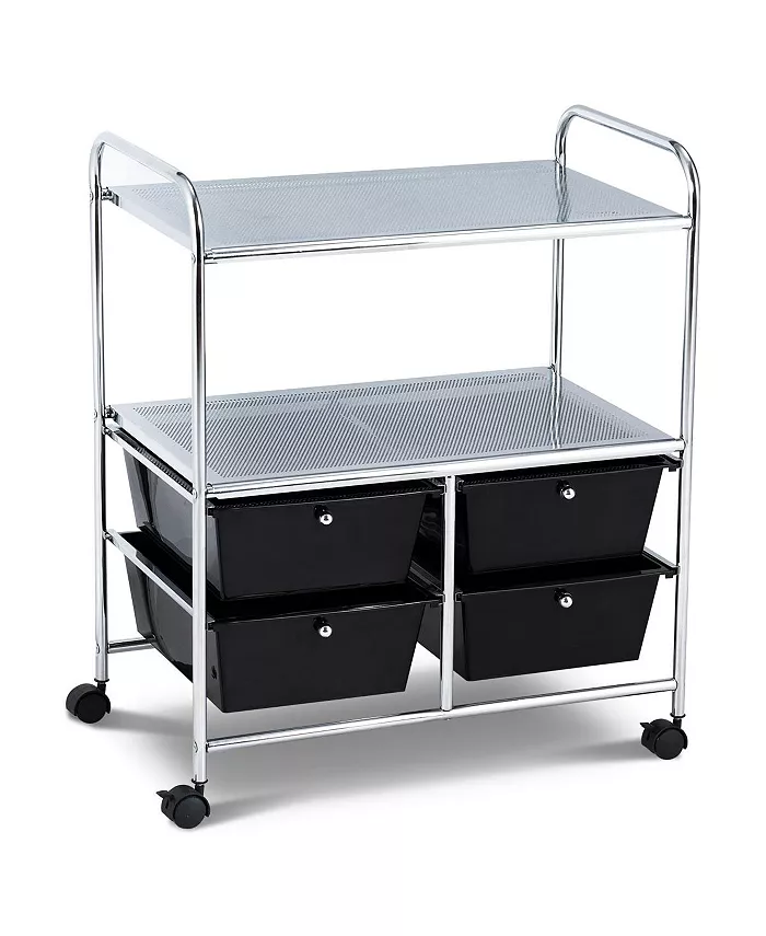 Costway 4Drawer Rolling Storage Cart shelf Scrapbook Paper Office School Organizer