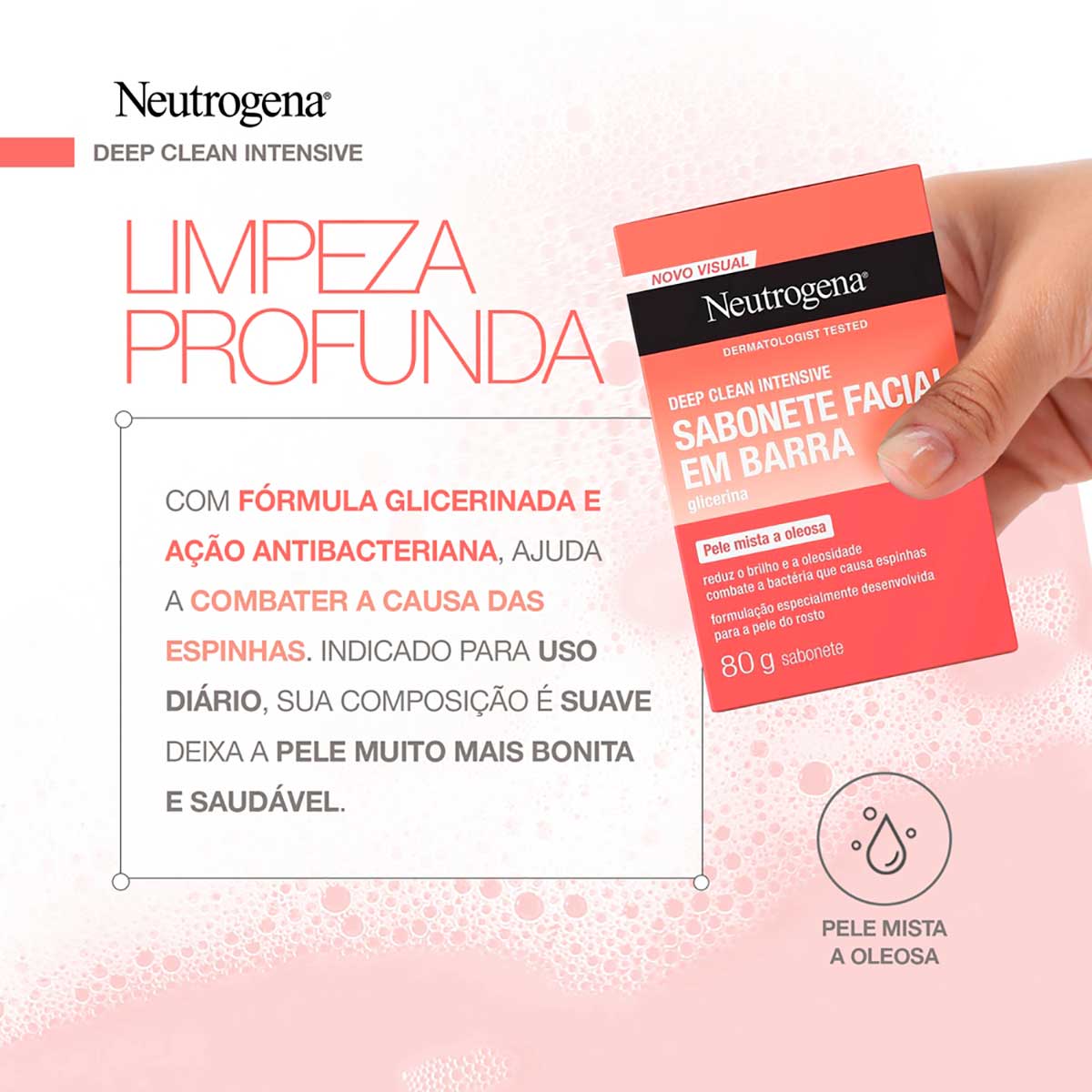 Sabonete Facial em Barra Neutrogena Deep Clean Intensive 80g
