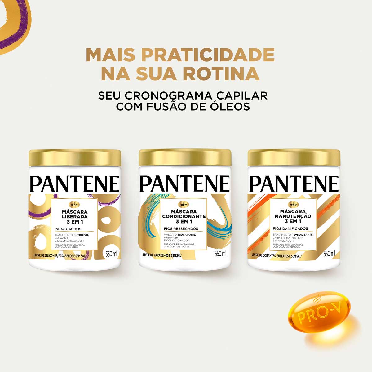 Mascara Pantene Pro-Vitaminas 3 em 1 Liberada 550ml