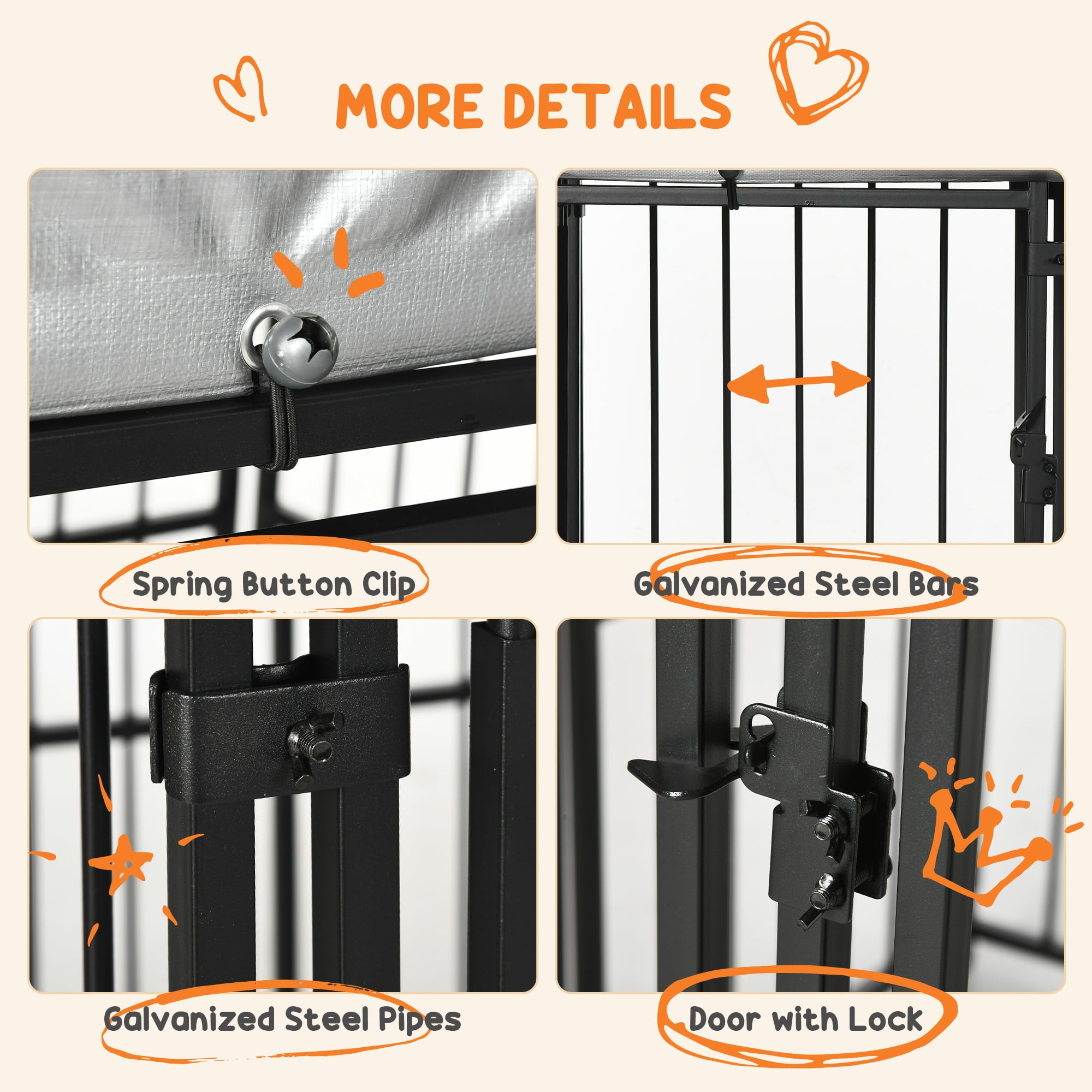 PawHut Dog Playpen， Dog Kennel Outdoor for Small and Medium Dogs w/ Cover