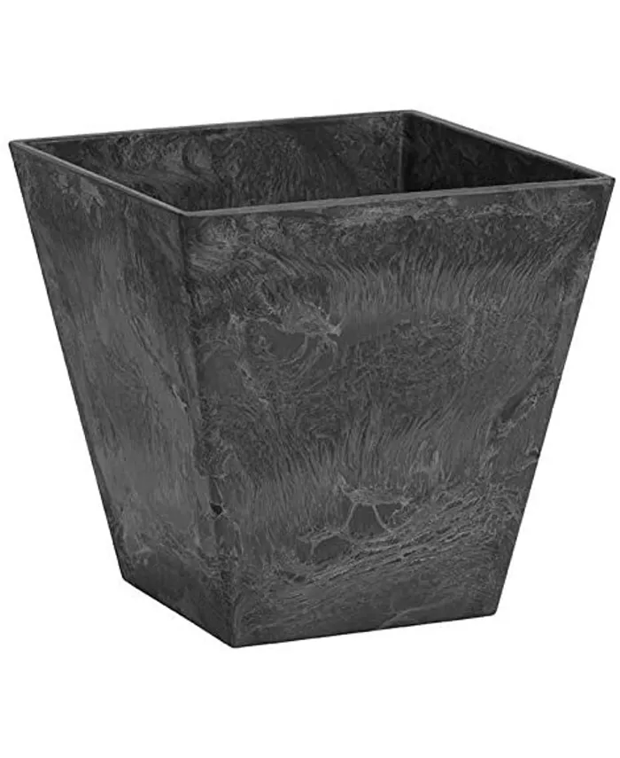 Novelty ArtStone Novelty 35188 Square Ella Planter Flower Pot， Black， 18-Inch