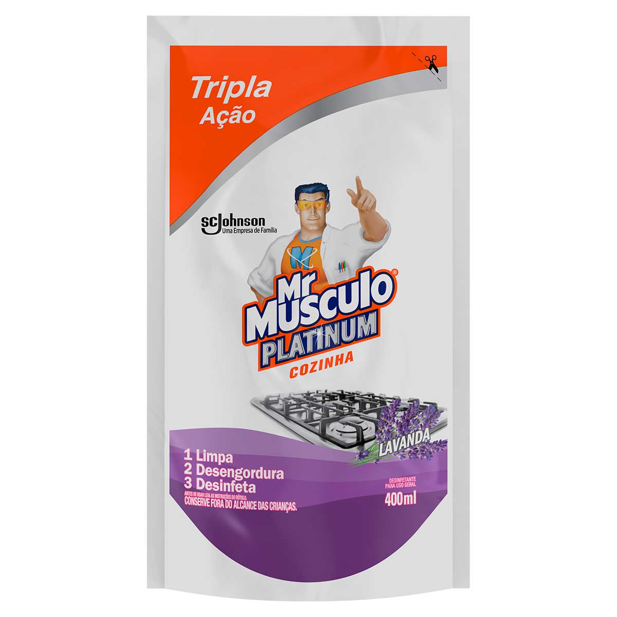 Desinfetante Cozinha Lavanda Mr Musculo Platinum Sache 400ml