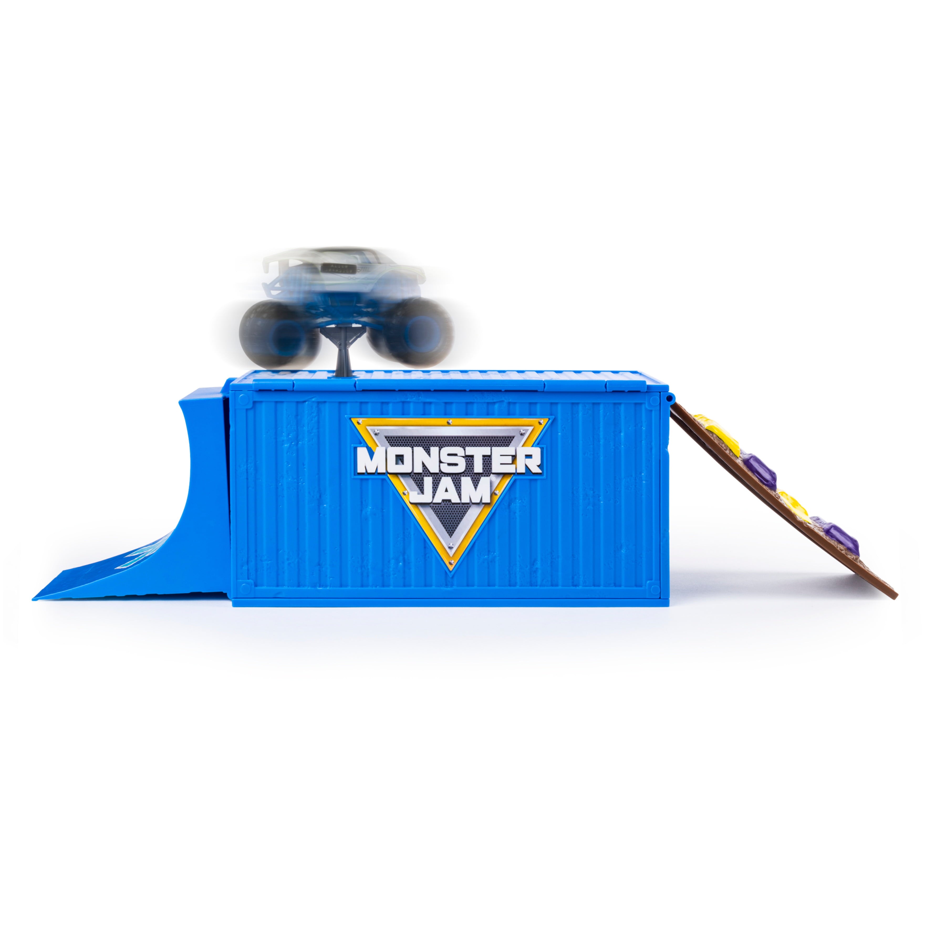 Monster Jam， Ship It and Flip It Transforming Playset with Exclusive 1:64 Scale Die-Cast Monster Jam Truck