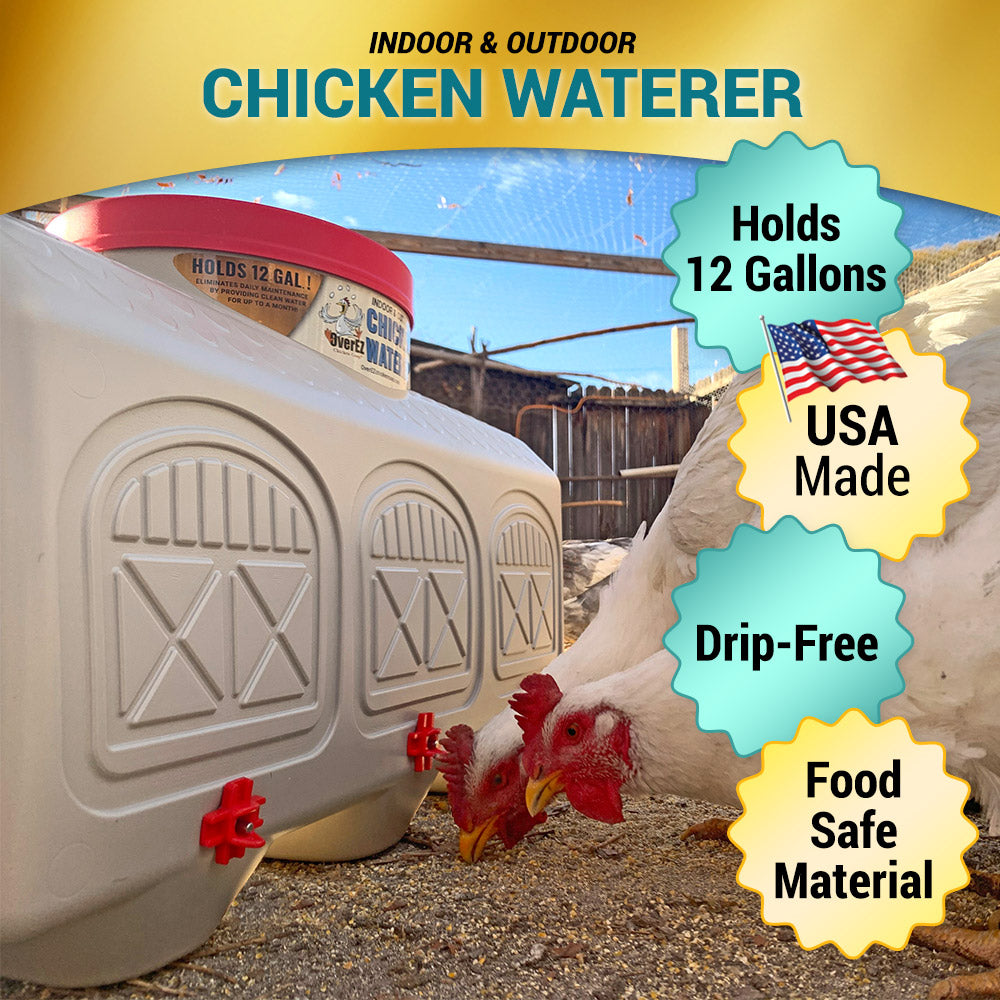 OverEZ Chicken Coop Poultry Water Dispenser with 3 Easy Access Taps