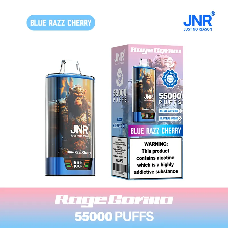 💨 JNR Rage Gorilla – Einweg-Vape mit 55000 Zügen, Dual-Mesh-Coil, Smart-Display & Typ-C-Schnellladefunktion 🐒⚡💨