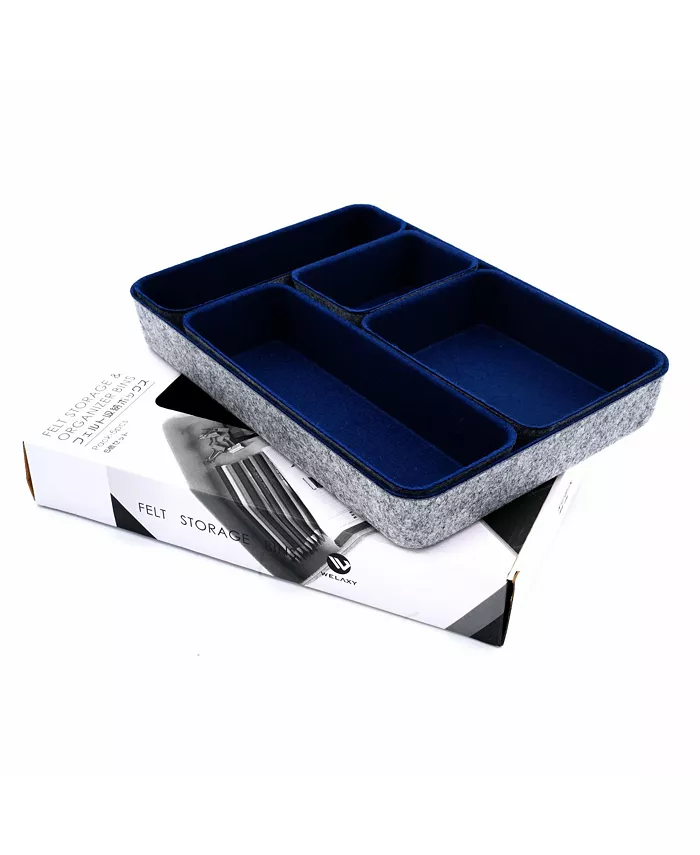 Welaxy Felt 5 Piece Desk and Drawer Organizer Tray Set