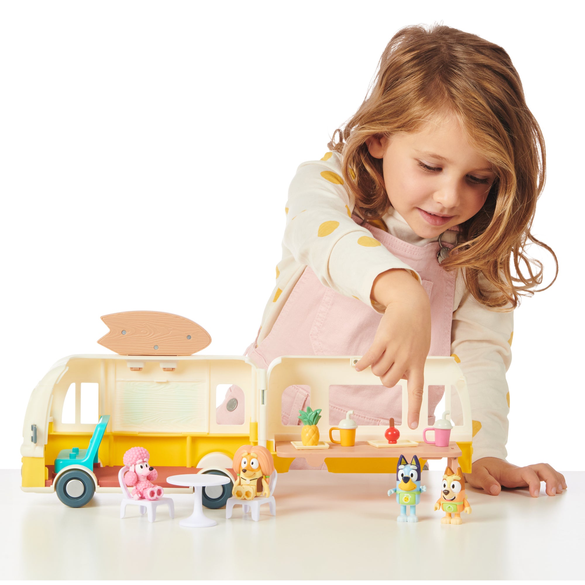 Bluey， Juice Truck Vehicle， Bluey， Bingo， Indy 3 inch Figures， Preschool， Ages 3+