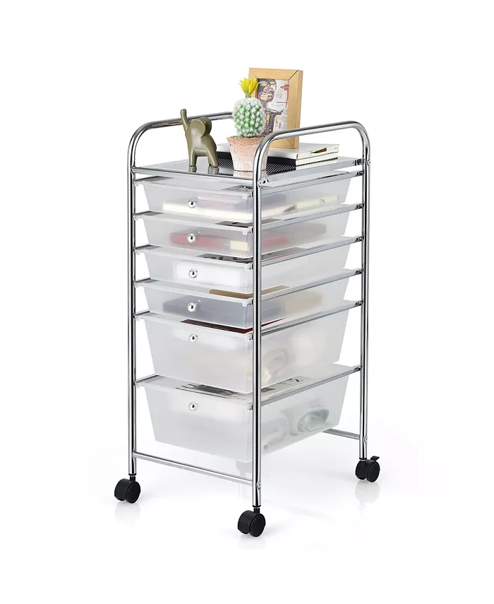 Costway 6 Drawer Rolling Storage Cart Scrapbook Paper Office Organizer